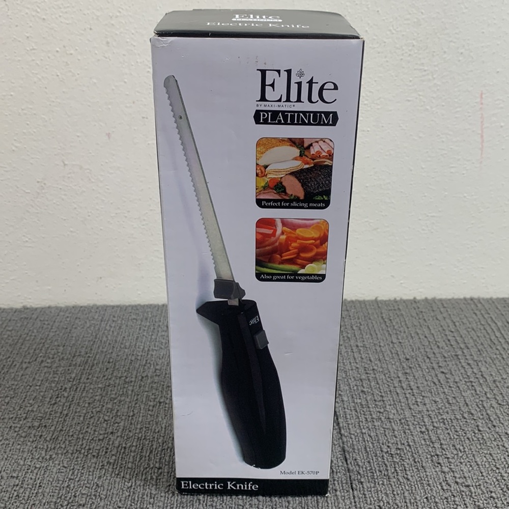 Elite by Maxi-Matic Platinum Electric Knife Serrated Stainless Steel Blades New